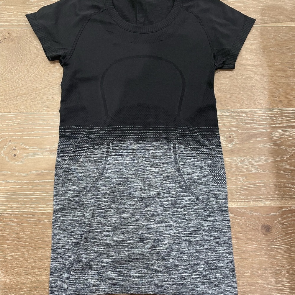 Lululemon Athletica Black and Gray Swiftly Tech Waist Length Short Sleeve
